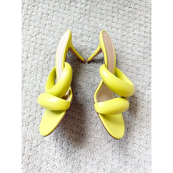 NWOB Gianvito Rossi Bijoux Mule Sandals Heels Womens 37 7 Lime Green Leather NEW - Picture 7 of 13